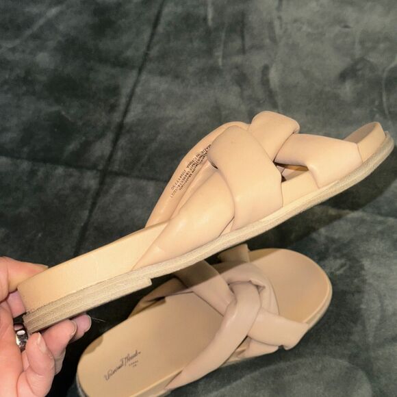 Universal Thread Cosette Women's Slide Tan 6.5 Crisscross Strap Slip On Sandals - Picture 3 of 5